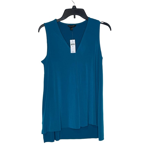 Banana Republic Women's Tank Top Teal V-neck Single-Pleat Shell Blue Sz.‎ XS NWT - Picture 1 of 10